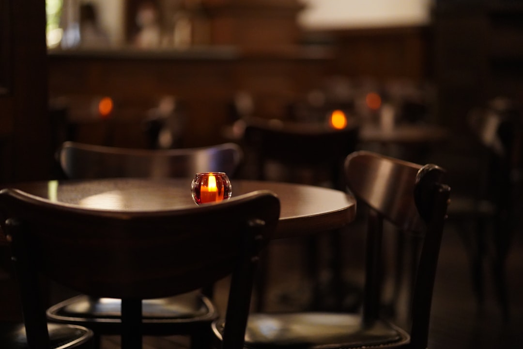 Candlelit restaurant table set for a date night