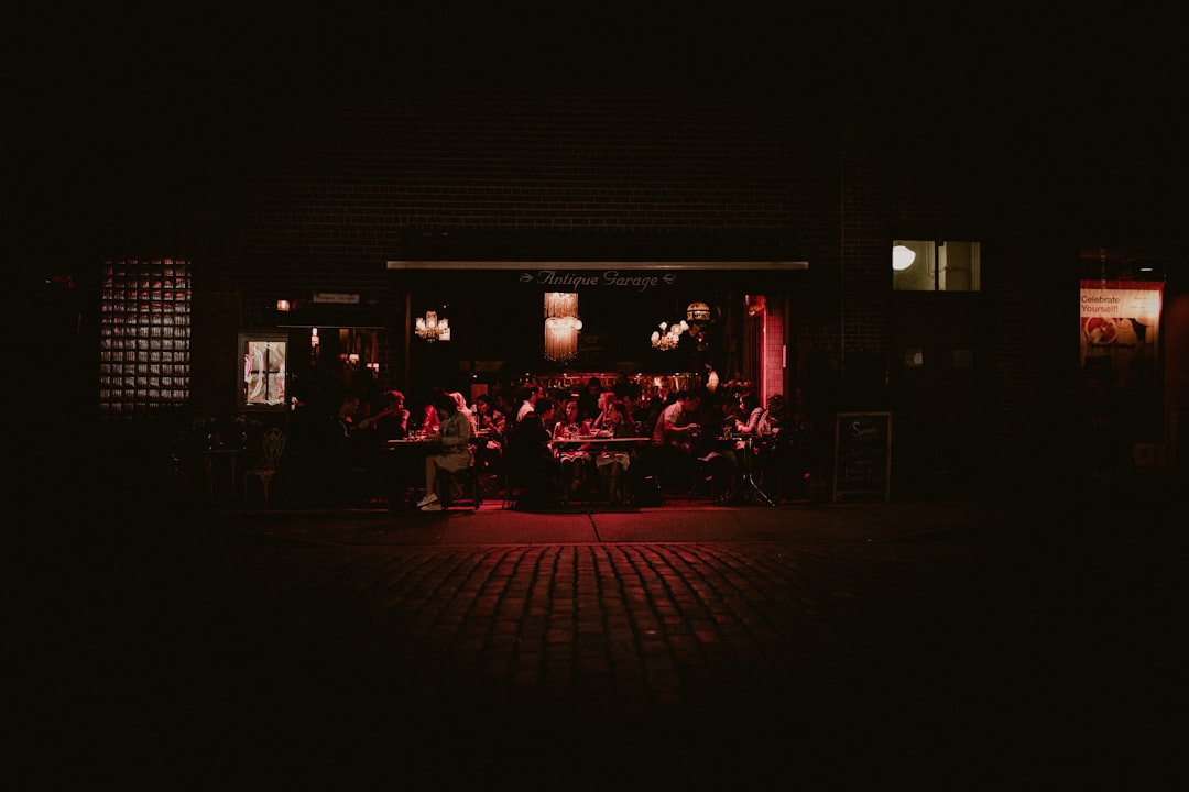Outdoor stage lit up for a live jazz night